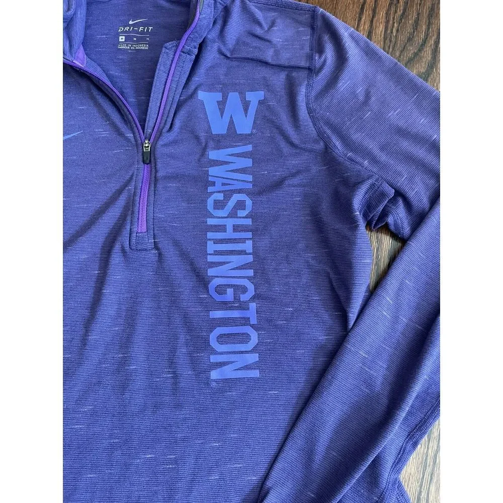 Nike Dri Fit Washington Huskies‎ Womens Medium Half Zip Compression Purple